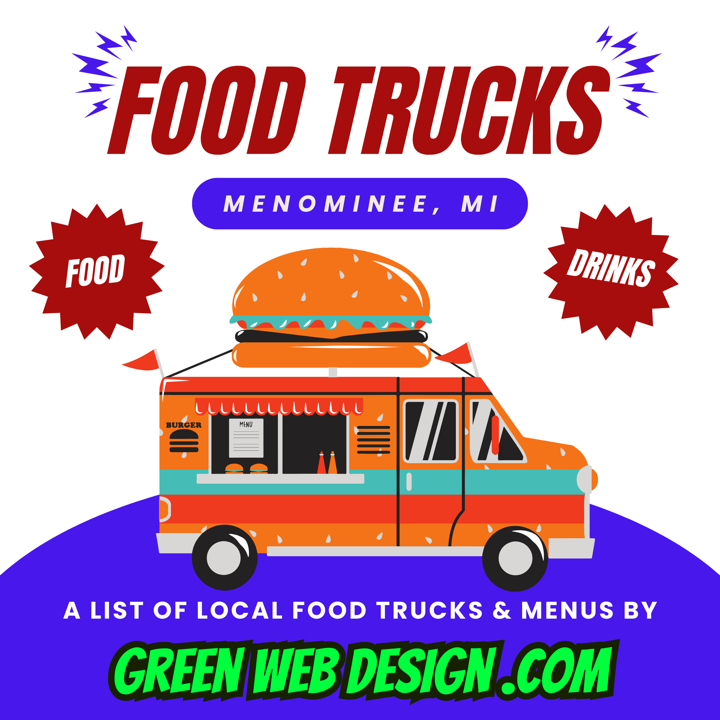 Food Trucks in the Menominee, MI & Marinette, WI area - A comprehensive list by Jessica Struzik & Green Web Design